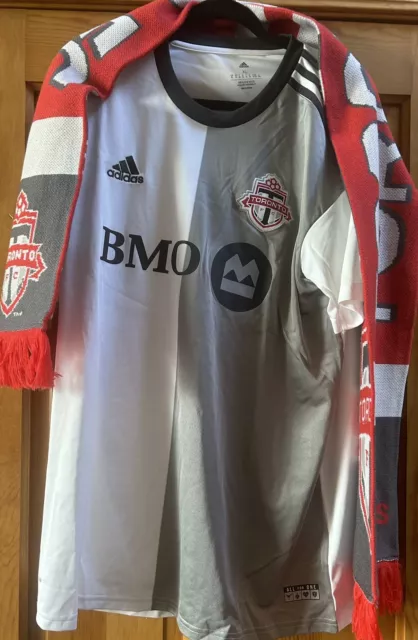 Toronto FC MLS adidas Away Stadium Soccer Jersey & Scarf Set Mens XL