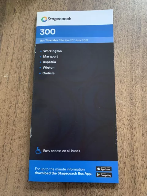 Stagecoach Cumbria: route 300 Carlisle - Workington timetable leaflet June 2022