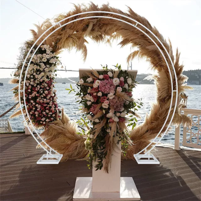 2-2.4M Round Hoop Balloon Arch Backdrop Flower White Display Stand Frame Wedding