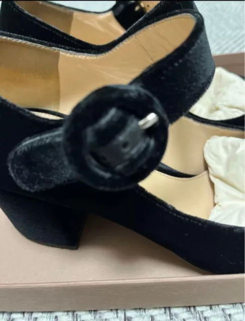 GIANVITO ROSSI BLACK Suede Round Toe Chunky Heel Strap Pumps Size36 US6 ...