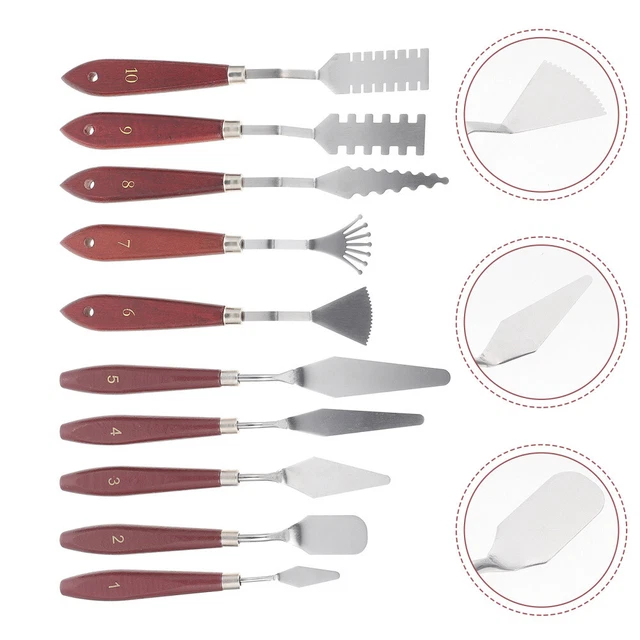 Cuchillo de pintura al óleo moldeado espátula de metal juego de cuchillos de pintura accesorios para pinturas al óleo maderas