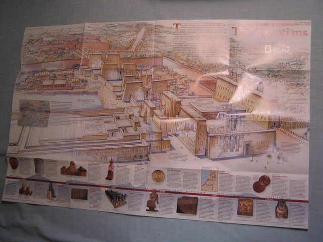 2001 Map ANCIENT EGYPT WALL MAP + THE EGYPTIANS National Geographic April 2001 £ ...