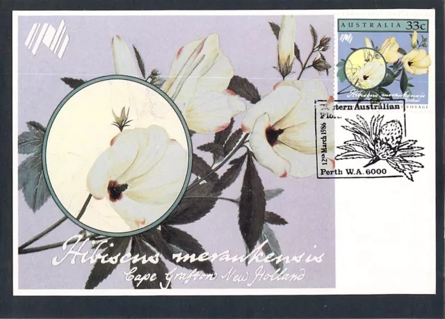 D9364 Australia 1986 Hibiscus Cooks Voyage AMC280 Maxicard APM postcard