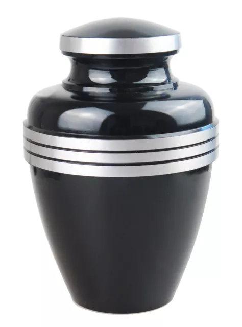 Large Aluminium Classic Black and Silver Urn for Adult Ashes Cremains Memorial