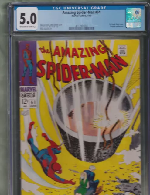 Amazing Spider-Man #61 (1968). CGC (5.0) OW-W pages. 1st Gwen Stacy cover.