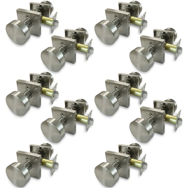 Packs Door Knobs Keyless Passage for Left and Right Handed Doors Satin Nickel
