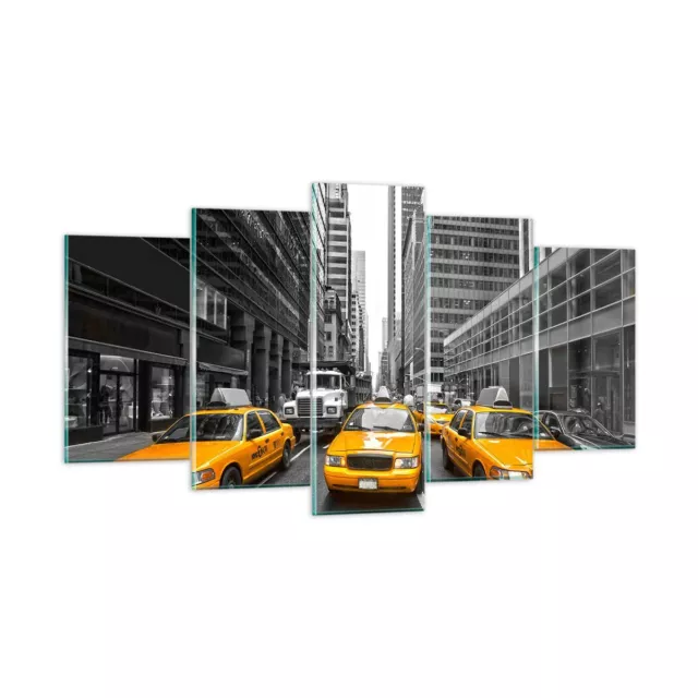 Wandbilder 160x85cm 5 tlg Glasbild Taxi Stadt Stra�e Transport XXL Bilder