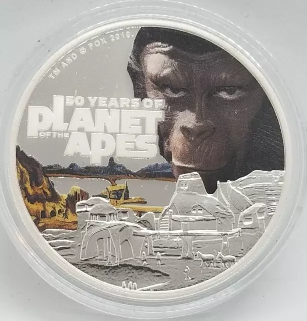 50-Years of Planet of the Apes Proof (999) 1 Oz Silver  in Capsule Tuvalu $1
