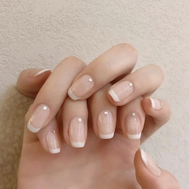 Faux ongles français à tête carrée Faux ongles Pointe des ongles Portable