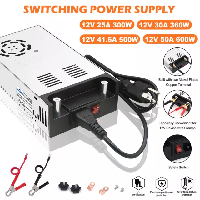 AC 220V To DC 12V 25A-50A 300A-600W Industrial Transformer Switch Power Supply