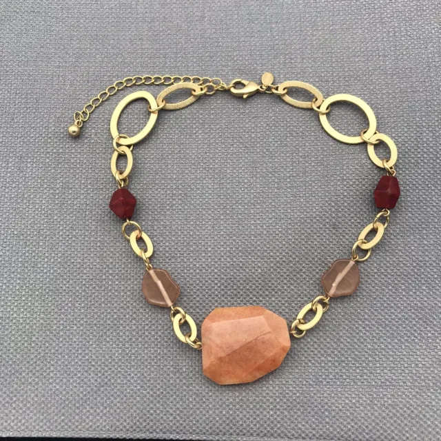 Chico’s Matte finish gold tone 18" necklace beautiful autumn colored stones.