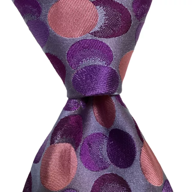 PAUL SMITH Men's 100% Silk Necktie ITALY Luxury POLKA DOT Blue/Purple/Pink EUC