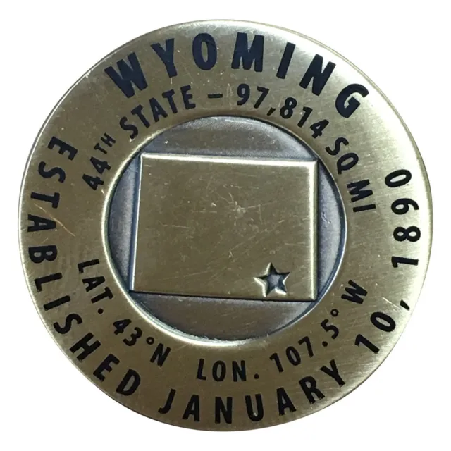 Wyoming Geo-Marker Pin - Est. 1890, 44th State, Hiking Benchmark (Clearance)