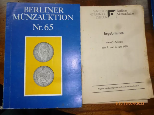 Auktionskatalog Berliner Münzauktion Nr. 65