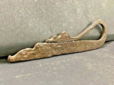 Old Vintage Rare Handcrafted Unique Snake Shape Iron Fire Striker Tool / Chakmak