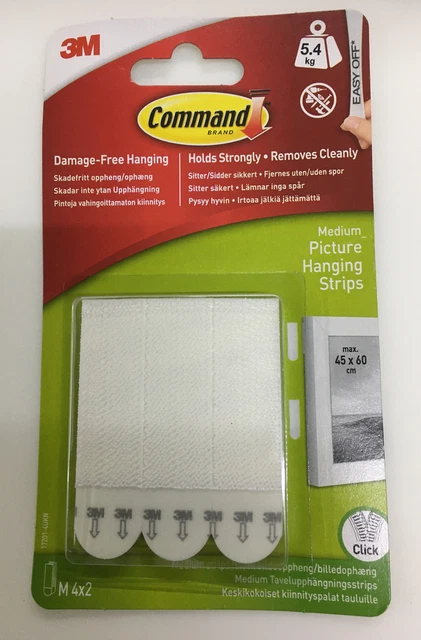 Paquete de 4 x 2 tiras adhesivas blanco daño