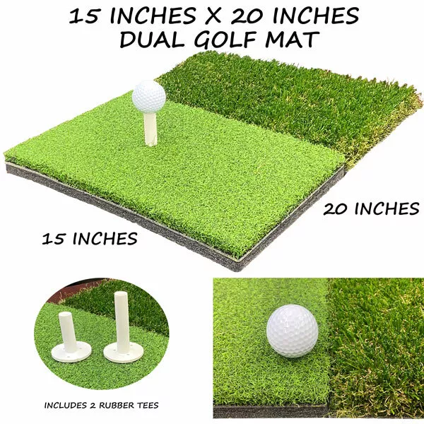 15" x 20" Portable Dual Turf Mat Golf Chipping Driving Range Backyard Practice