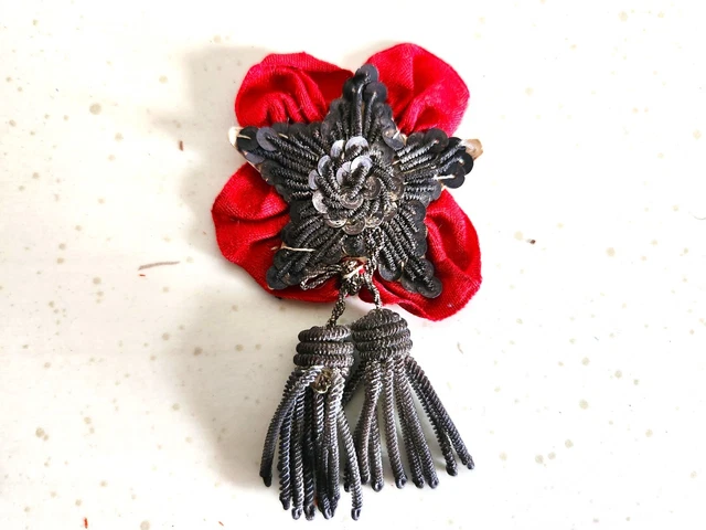 Original Civil War Era Patriotic Red Tassel Bullion Star Pin
