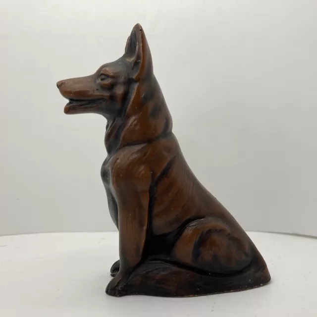 Vintage Priory Castings Alsatian German Shepherd dog brown metal figurine 11cm