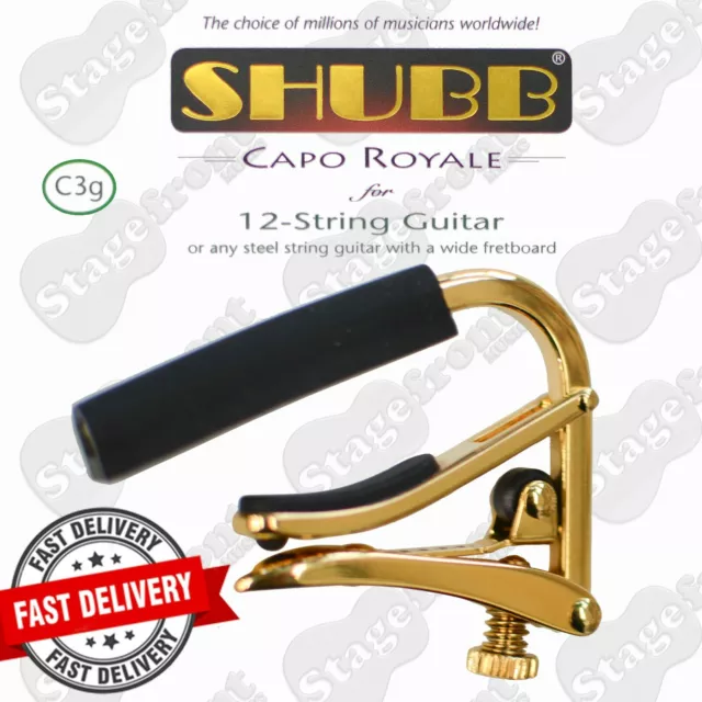 SHUBB C3g GOLD ACOUSTIC 12 STRING GUITAR CAPO IN GOLD TITANIUM FINISH - NEW