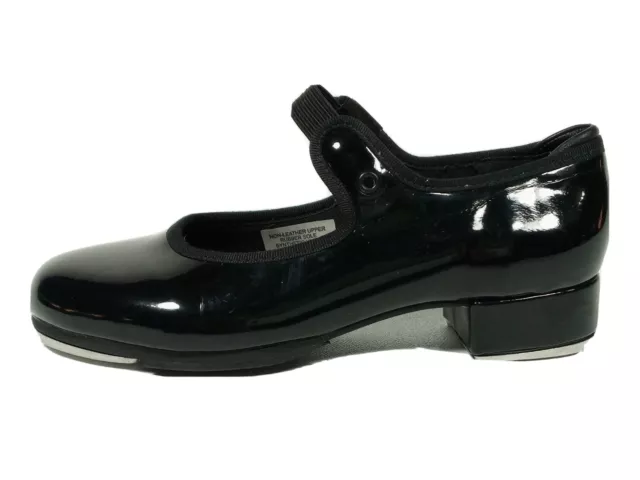 BLOCH Girls Black Patent Faux Leather Tap Shoes Techno Tap #4T #4H Size 13.5 M