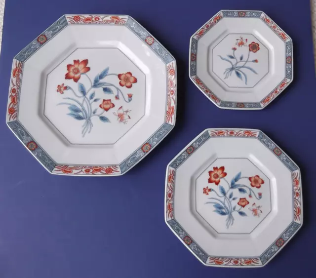 3 Piece Fitz & Floyd Jardin de Chine Place Setting -Dinner, Salad & Bread Plates