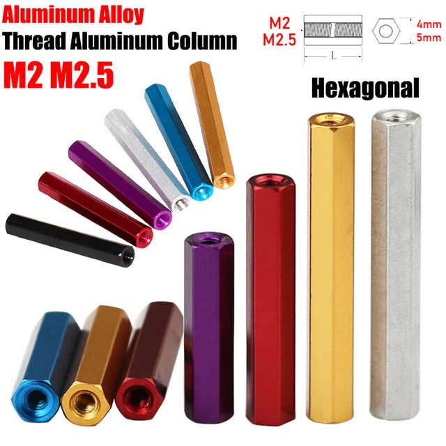 M2 M2.5 Aluminum Alloy Female Hex Threaded Bush Sleeve Standoff Pillar Spacer