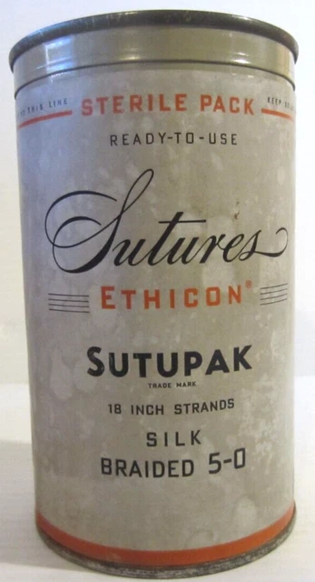 VTG Rare Medical Collectible Ethicon Sutures- in Can With Key to Open (S3)