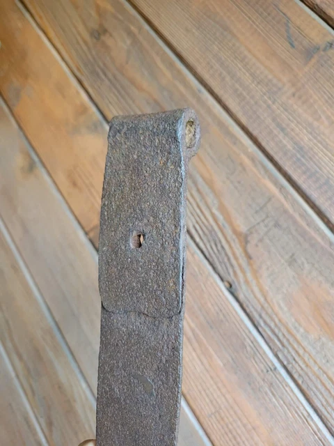 19c Antique Hand Wrought Forged Iron Barn Door Strap Hinges 24 1/2" 8