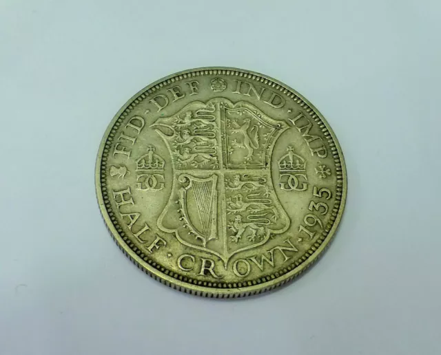 1935 British George V Half Silver Half Crown Coin