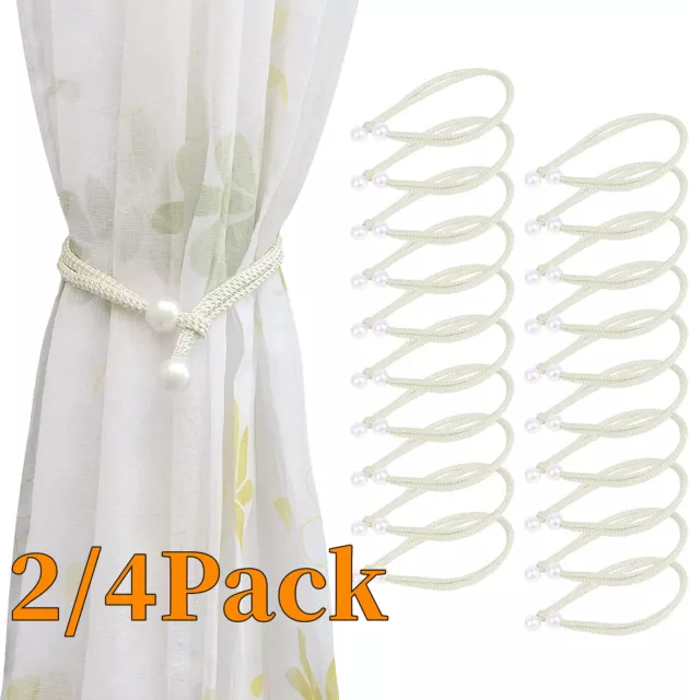 2/4xCurtain Tie Backs Pearl Tiebacks Window Holdbacks Rope Home Curtain Ornament