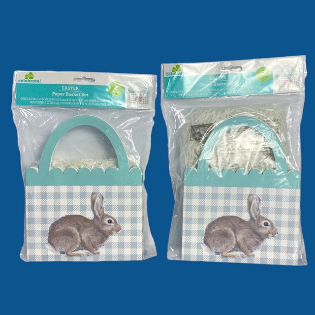 Lot Bunny Paper Easter Baskets Small Treat Container Party Favor Goodie Rabbit