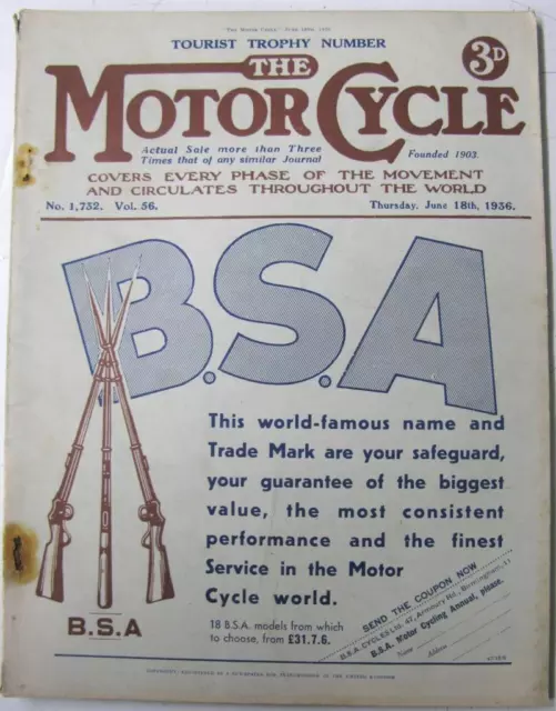 The Motor Cycle Magazine 18 Jun 1936 Junior TT Report Ariel 500 Red Hunter Test