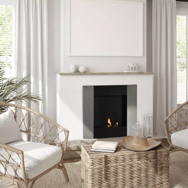 Wall Inserted Clean Burning Ethanol Fireplace Heater with Real Flames Black