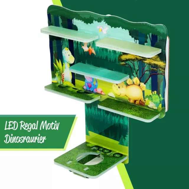 LED Regal Acryl Zubehör für Tonie-Figuren und Toniebox Motiv Dinosaurier