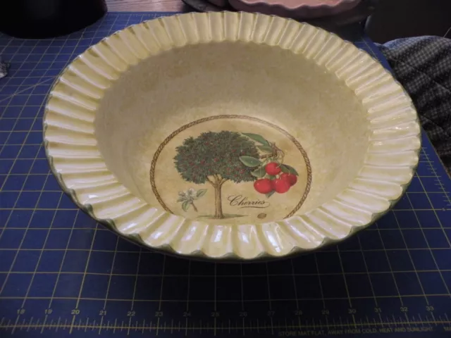 Ceramica Due Torri LARGE Serving Bowl Hand Painted Italy 13.5" x 5” CHERRIES