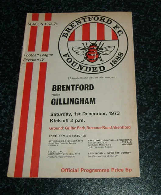 Brentford v Gillingham 1973/74