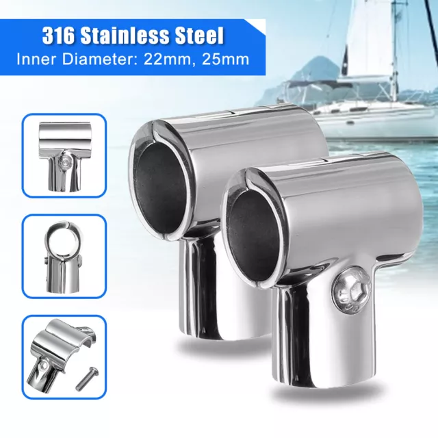 22/25mm Stainless Boat Yacht Railing Handrail Pipe Tube Fitting Connector Clamp