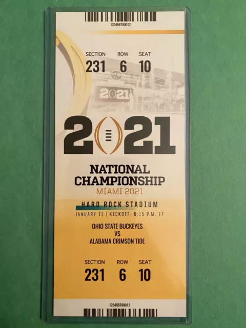 2021 National Championship Commemorative Ticket Stub - Ohio State vs Alabama