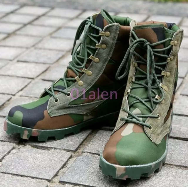 NEW MENS COMBAT Desert Tactical Boots Hiking Lace Up Camouflage ...
