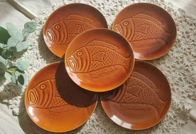 Lot de 5 Assiettes Plates en FAIENCE DE ST AMAND Vintage French