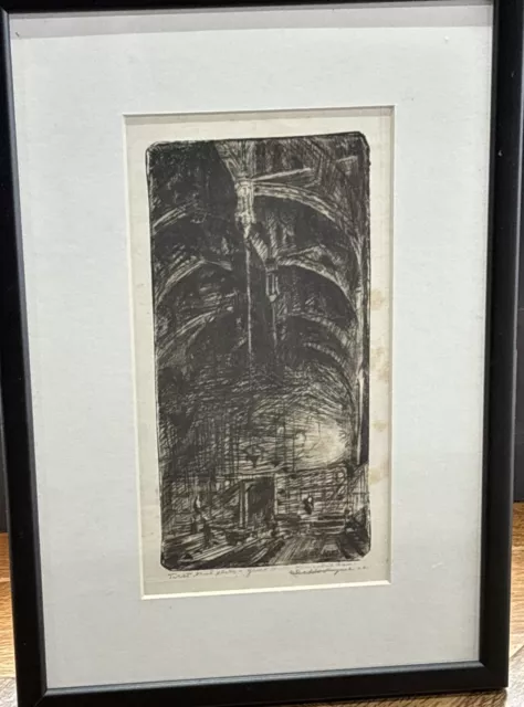 H Rayner Drypoint Etching First Trial Plate Great Hall, Lincoln’s Inn 1926