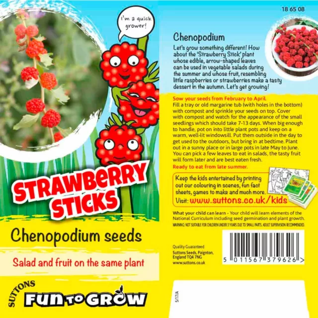 Suttons Strawberry Sticks Chenopodium Fruit Seed Grow Your Own Approx. 25 Seeds