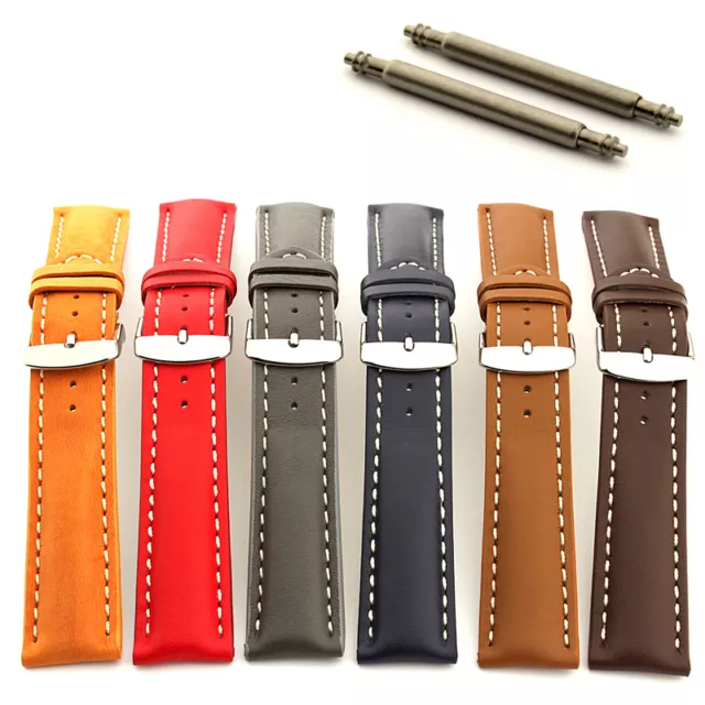 Men's Padded Genuine Leather Watch Strap Band SS. Buckle 18 20 22 24 Sahara MM
