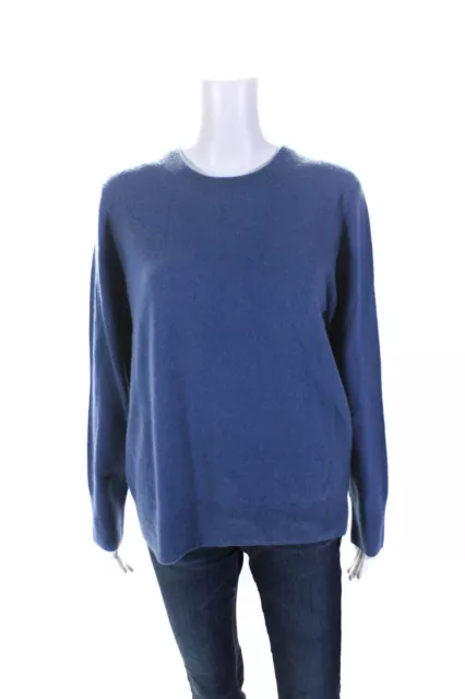Naadam Womens Cashmere Crew Neck Long Sleeves Sweater Blue Size Large