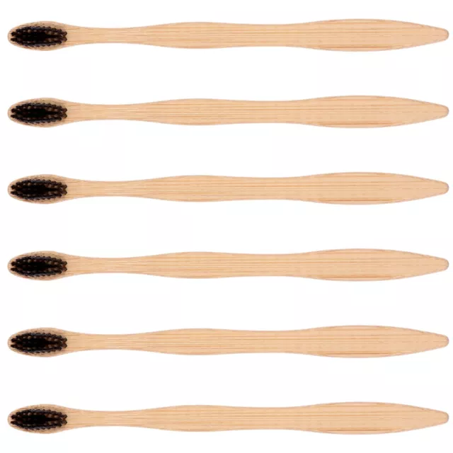 6 Pcs Brosse À Dents Bambou Naturel Pour Enfants Paille Blé