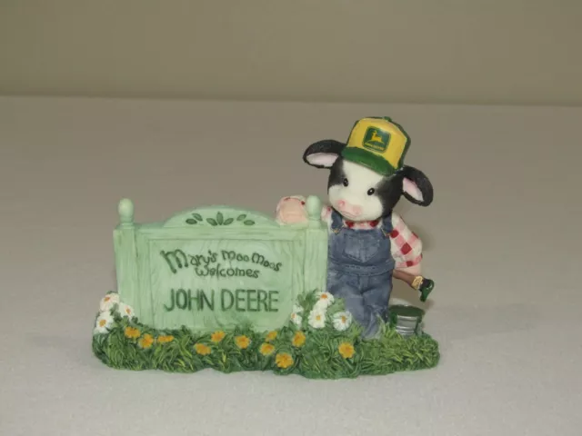 Mary's Moo Moos Cow Figurine John Deere Welcome Sign  1998 Enesco  #498629