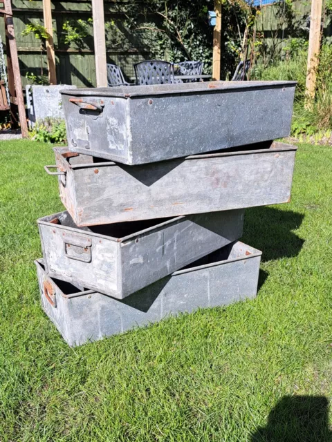 Galvanised Steel Planter. Vintage Industrial