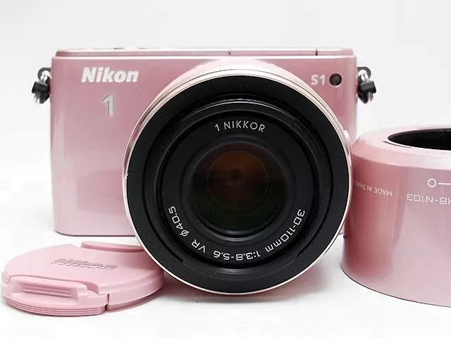 Nikon 1 S1 10.1MP sin Espejo Digital Cámara Con 30-110mm Lente Rosa De Japón