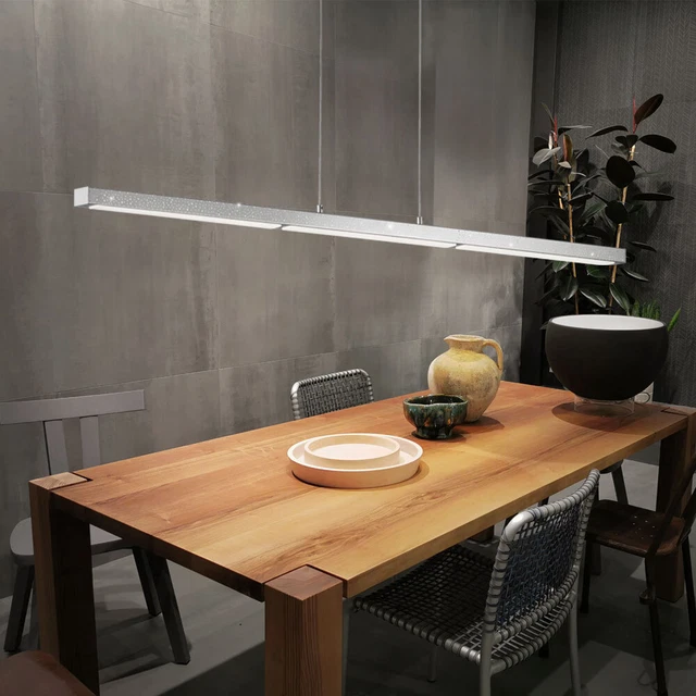 Suspension LED Hofstein – Verre Nickel Mat / Transparent, 1 à 3 Lumières (neuf)